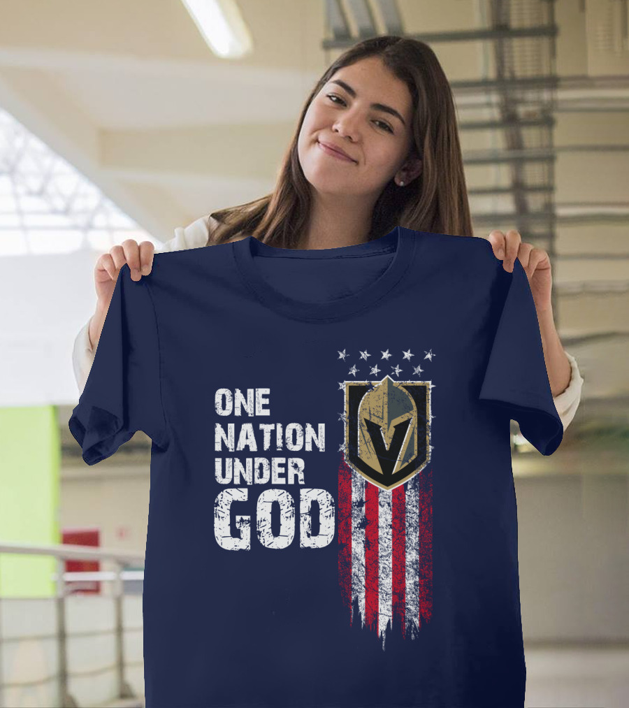 One Nation Under God Vegas Golden Knights Logo Stars And Stripes T-Shirt