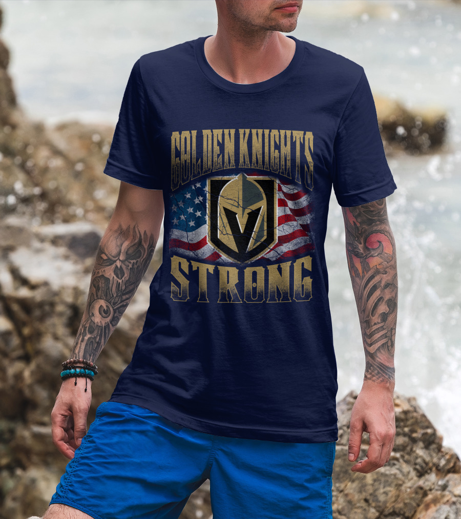 Golden Knights Strong American Flag T-Shirt