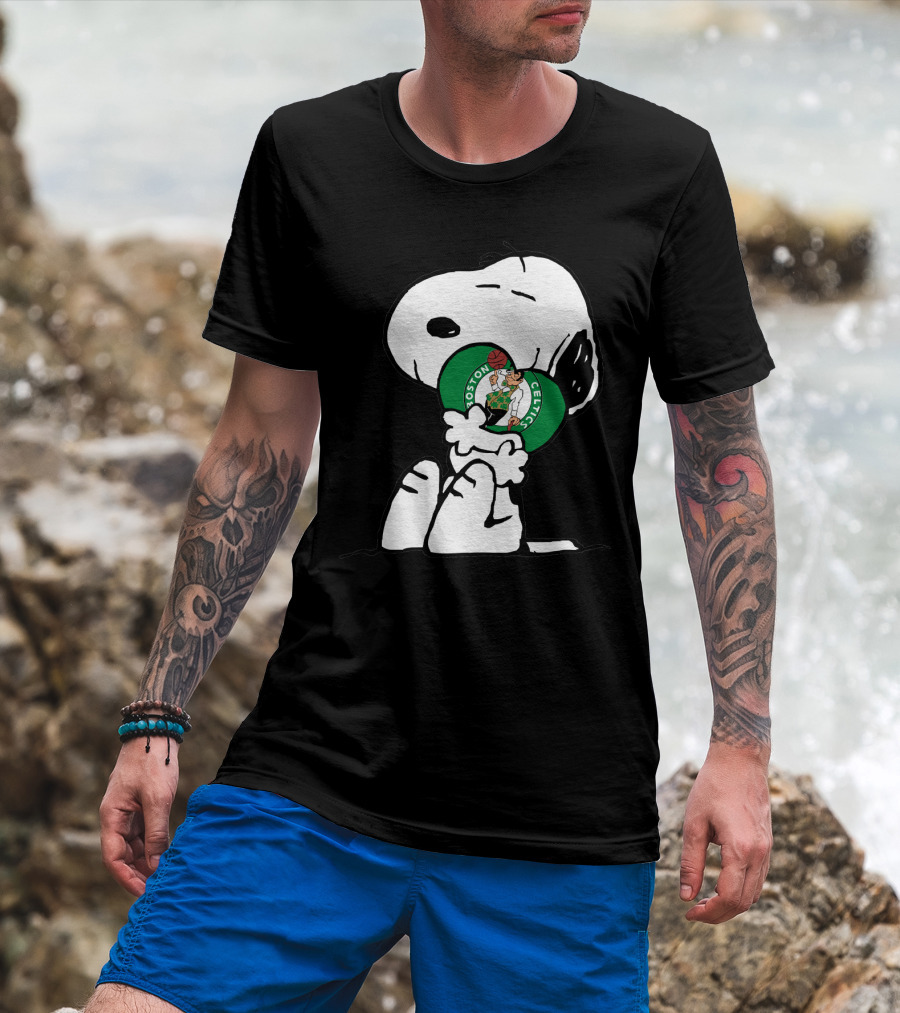 Snoopy Hugging Boston Celtics T-Shirt