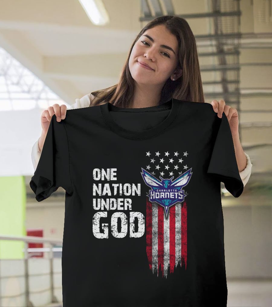 One Nation Under God Charlotte Hornets Stars Stripes T-Shirt