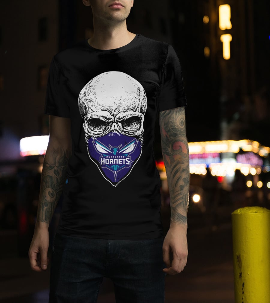 Charlotte Hornets Skull Mask T-Shirt