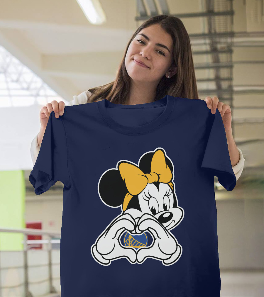 Golden State Warriors Heart Hands Minnie Mouse T-Shirt