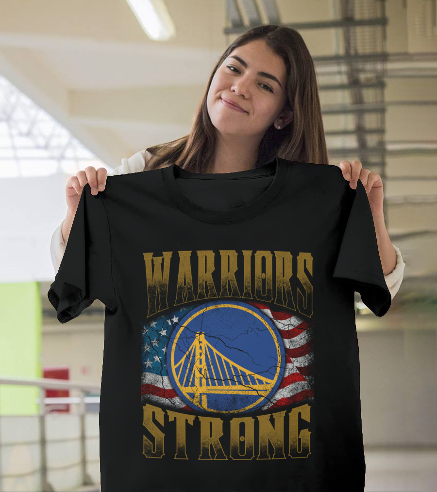 Warriors Strong Golden State American Flag Bridge T-Shirt