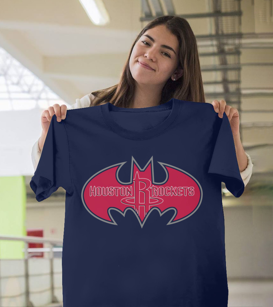 Houston Rockets Batman Logo Red Bat Symbol T-Shirt