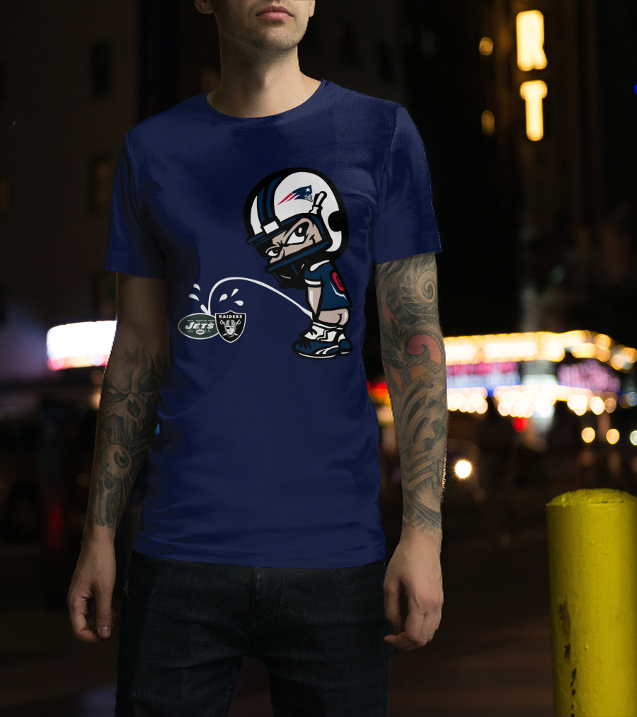 New England Patriots Vs Jets Raiders Rivalry Comic Style T-Shirt