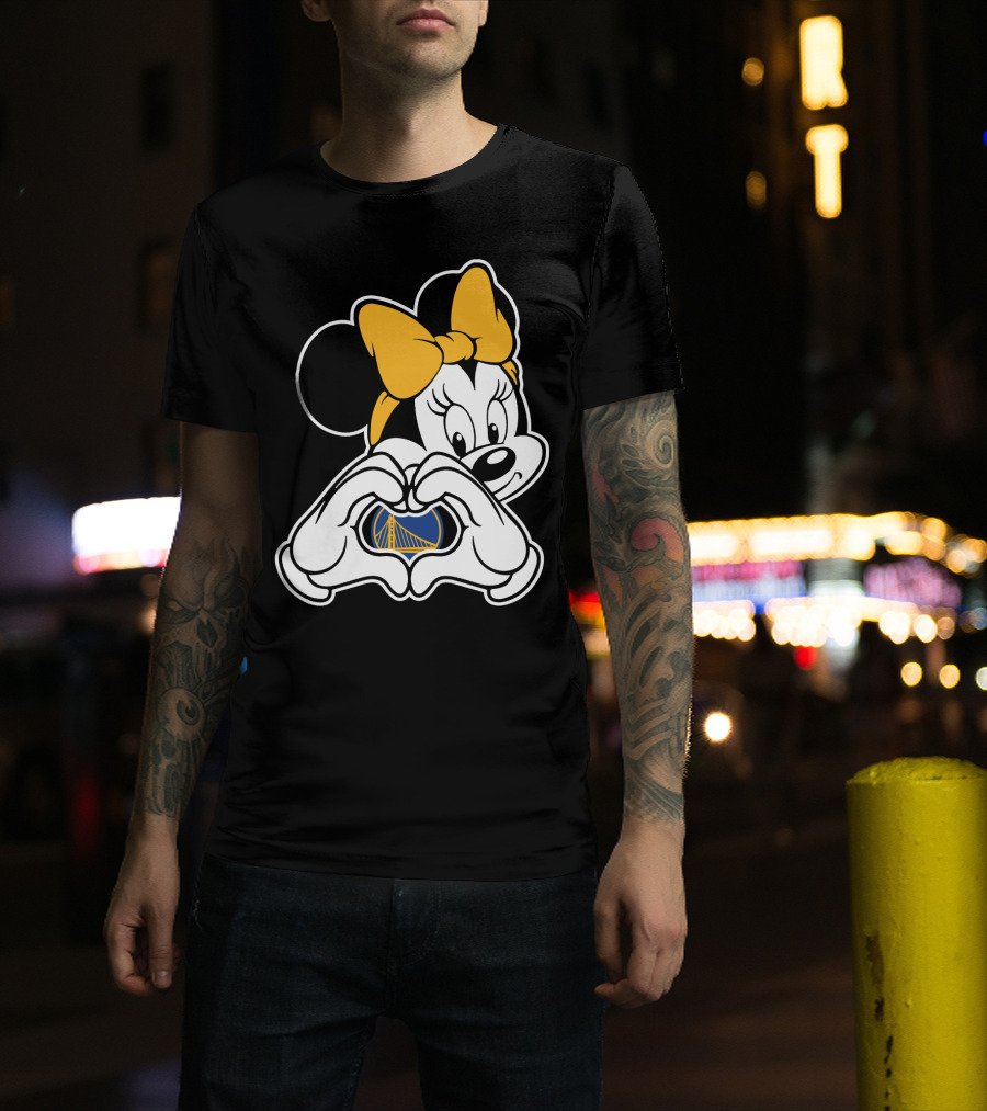 Golden State Warriors Minnie Mouse Heart Gesture T-Shirt