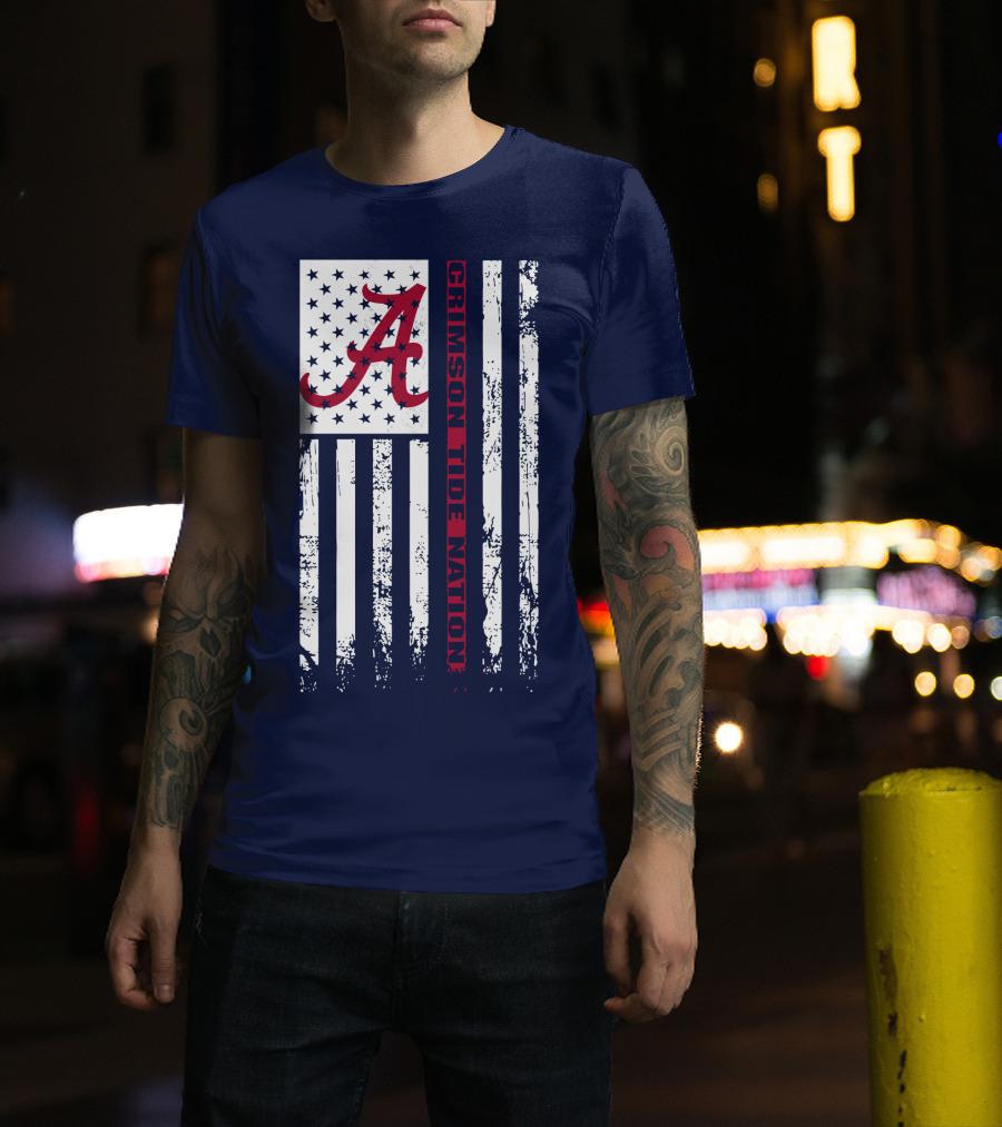 A Crimson Tide Nation Flag Stars Stripes Alabama T-Shirt