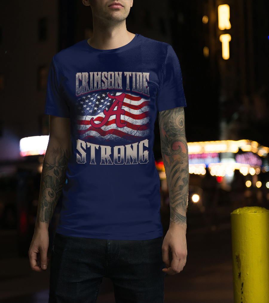 Crimson Tide Strong A American Flag T-Shirt