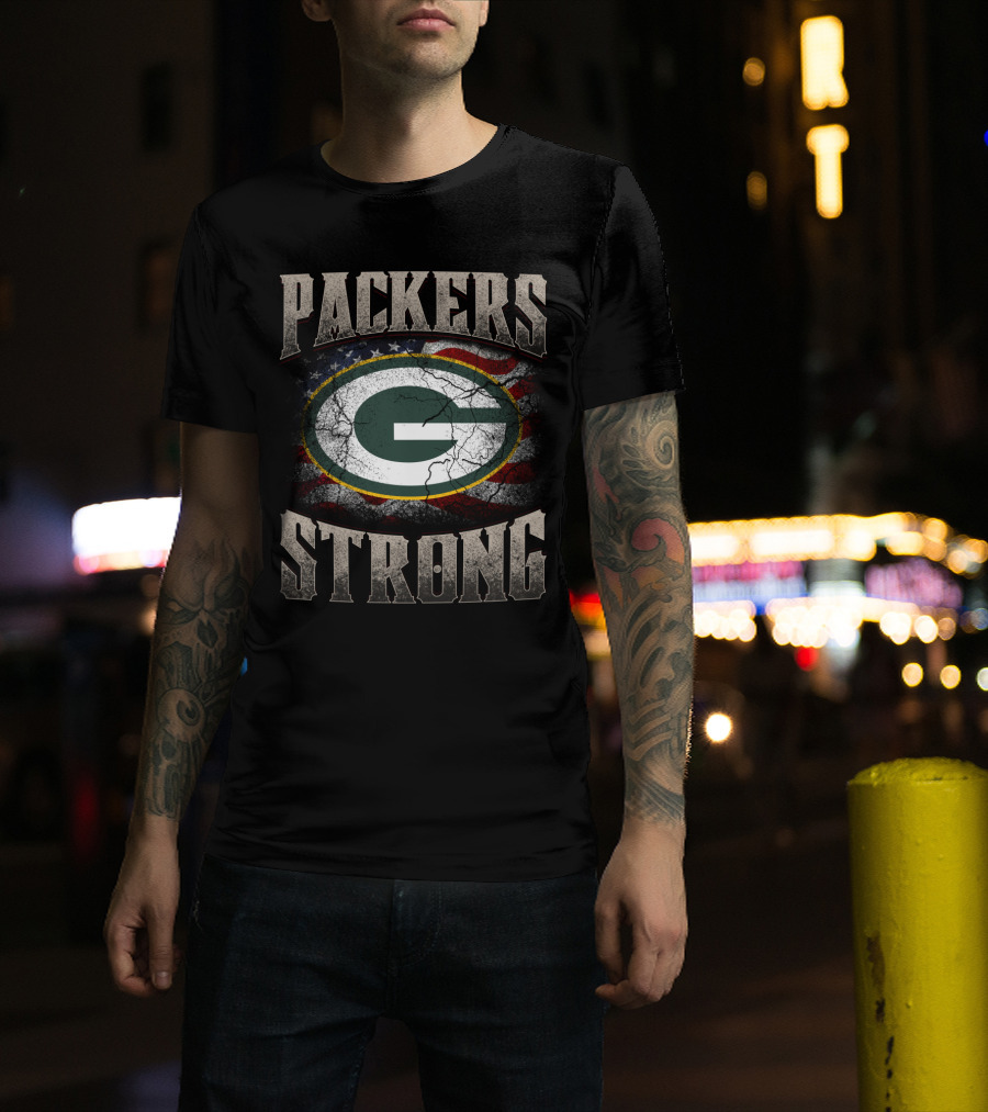 Packers Strong American Flag Green Bay Packers T-Shirt