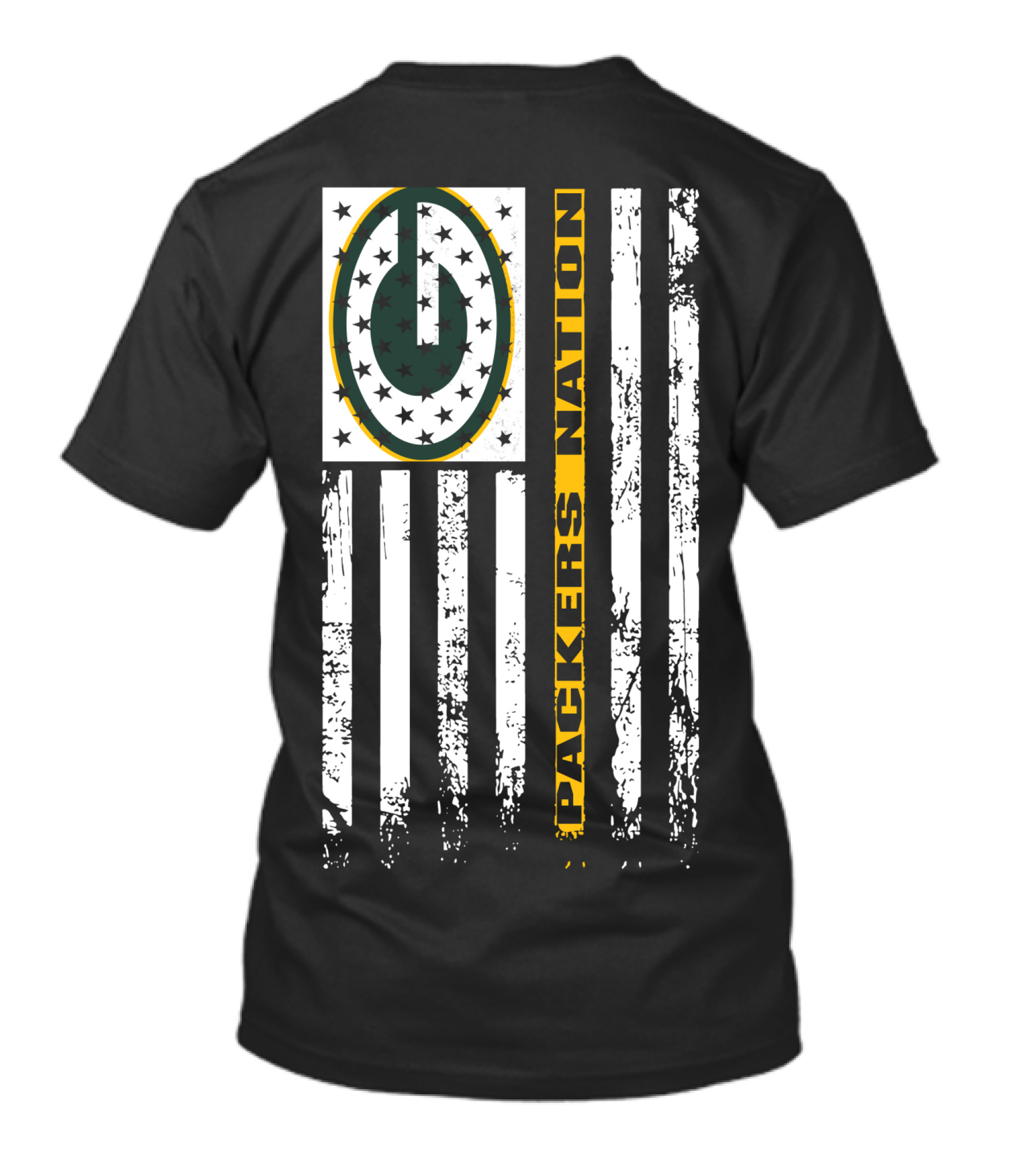 Green Bay Packers Nation Flag Distressed Style T-Shirt