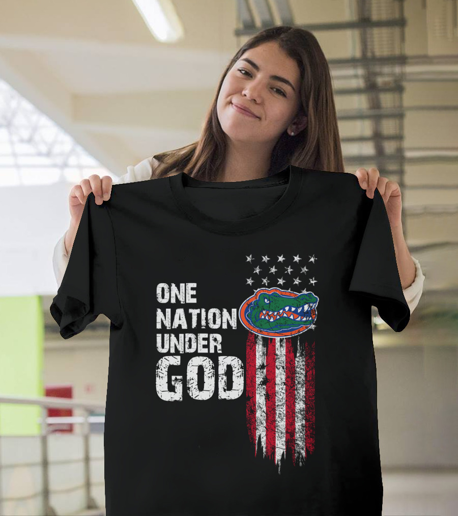 One Nation Under God Florida Gators American Flag Stars T-Shirt