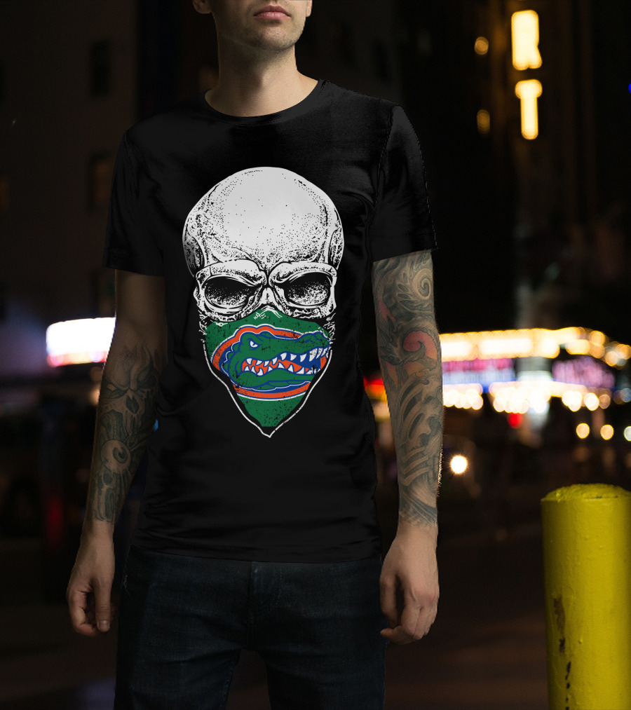 Florida Gators Skull With Team Logo Bandana T-Shirt