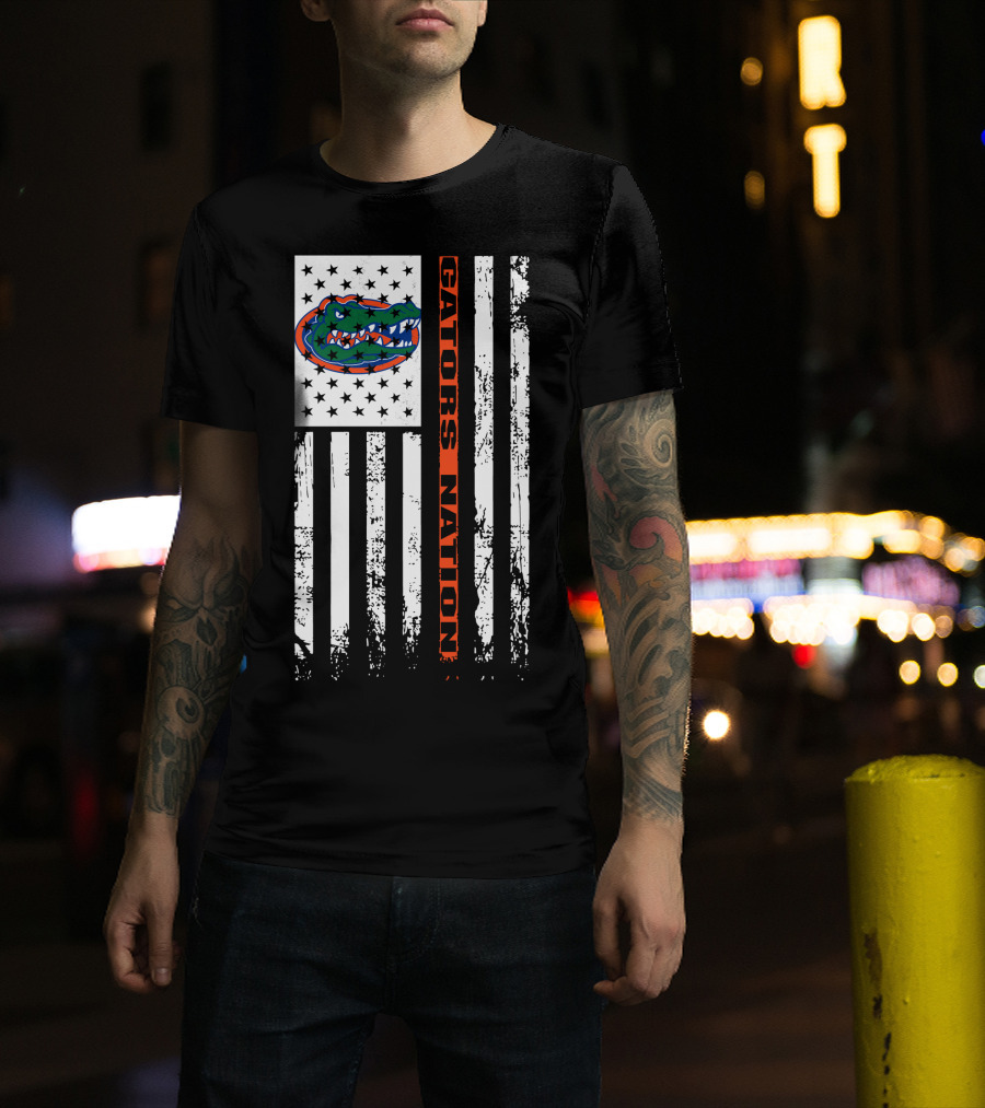 Florida Gators Nation Flag Logo With Stars And Stripes T-Shirt