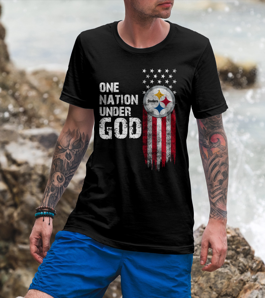 One Nation Under God Pittsburgh Steelers Flag Stars T-Shirt