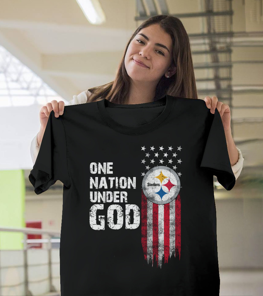 One Nation Under God Pittsburgh Steelers Flag Stars T-Shirt