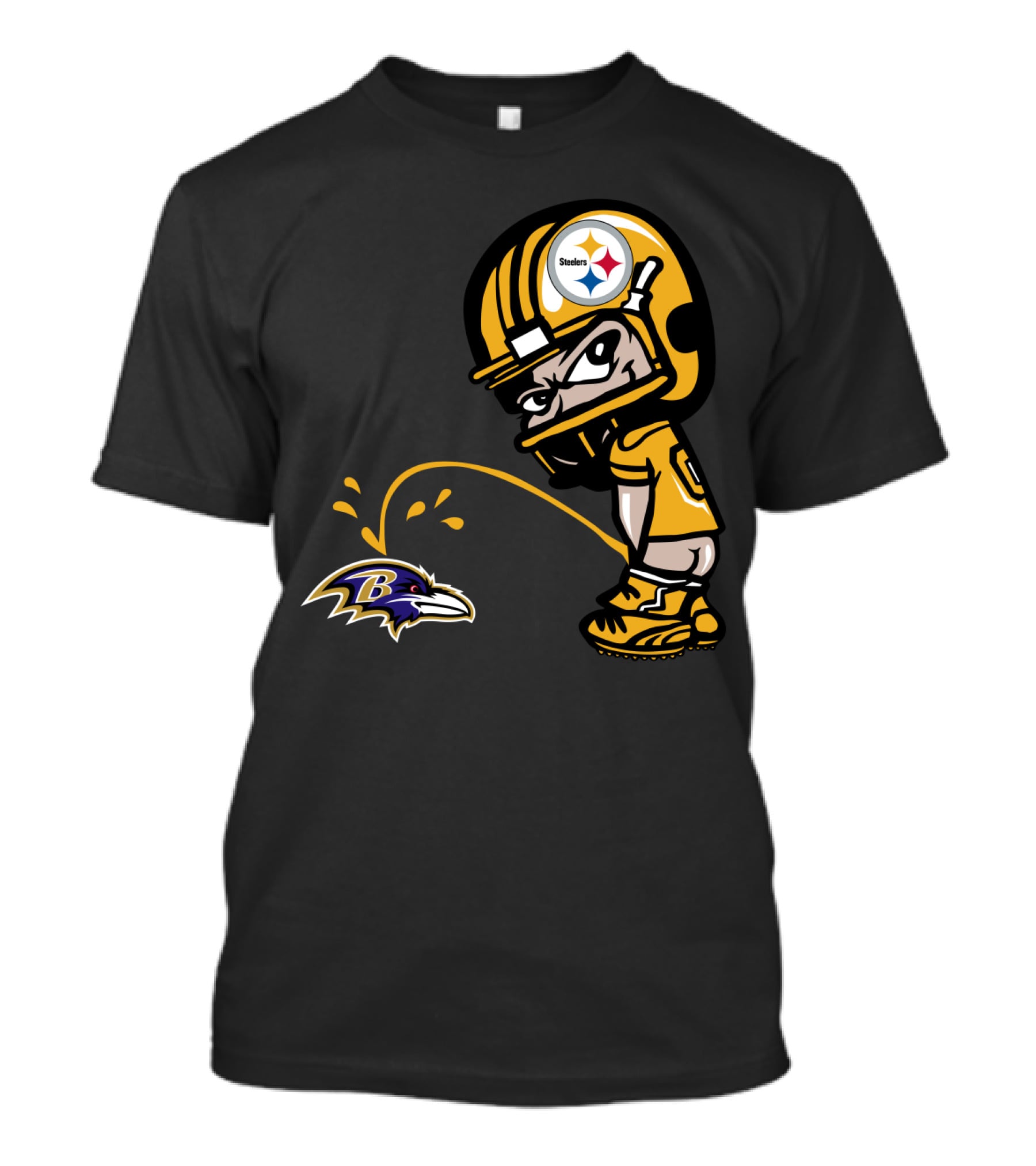Pittsburgh Steelers Fan And Baltimore Ravens Rivalry Cartoon T-Shirt