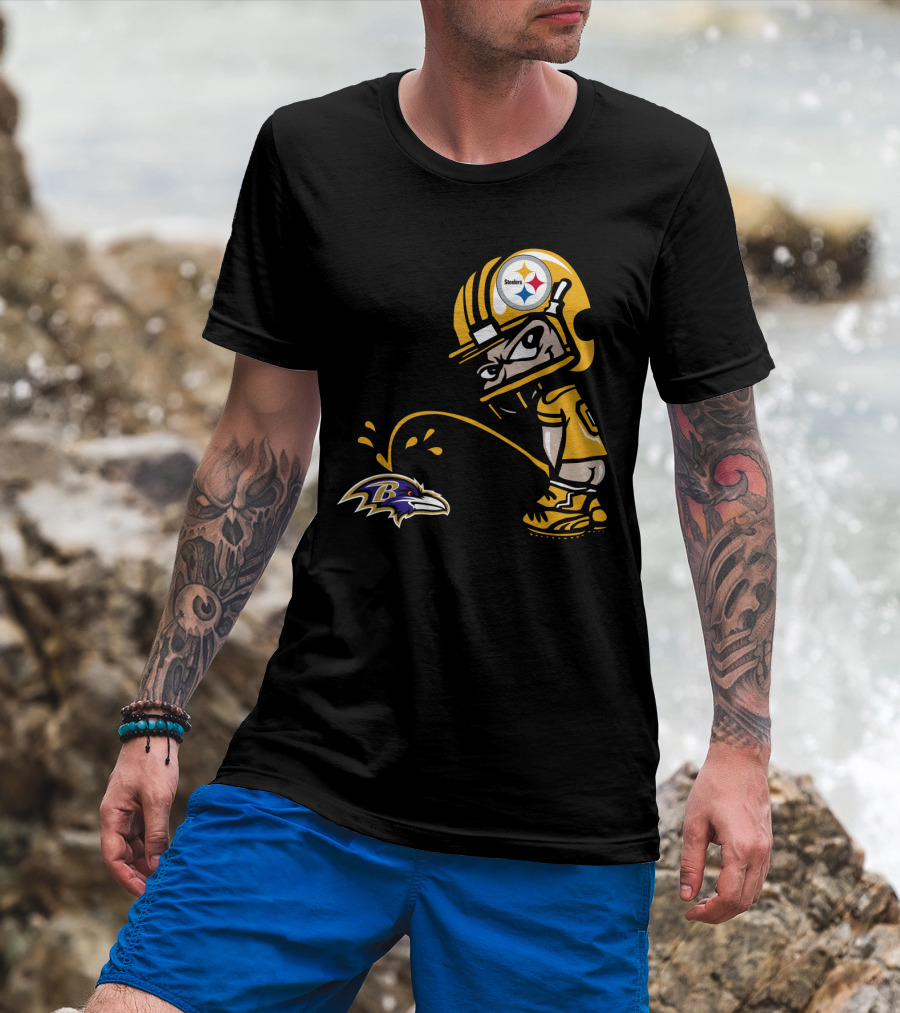 Pittsburgh Steelers Fan And Baltimore Ravens Rivalry Cartoon T-Shirt