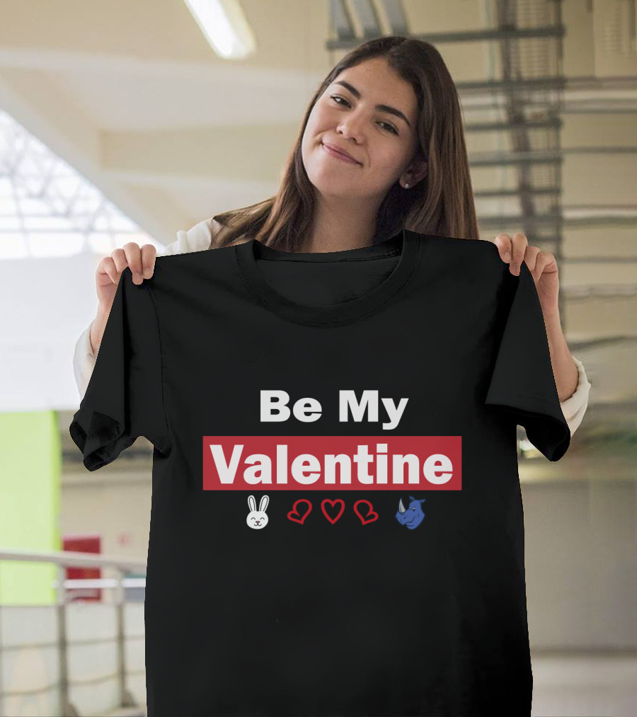 Be My Valentine Bunny Heart Rhino Valentine's Day T-Shirt