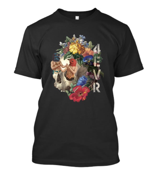 4Evr Skull Floral Bird Mask Art 1481945 T-Shirt