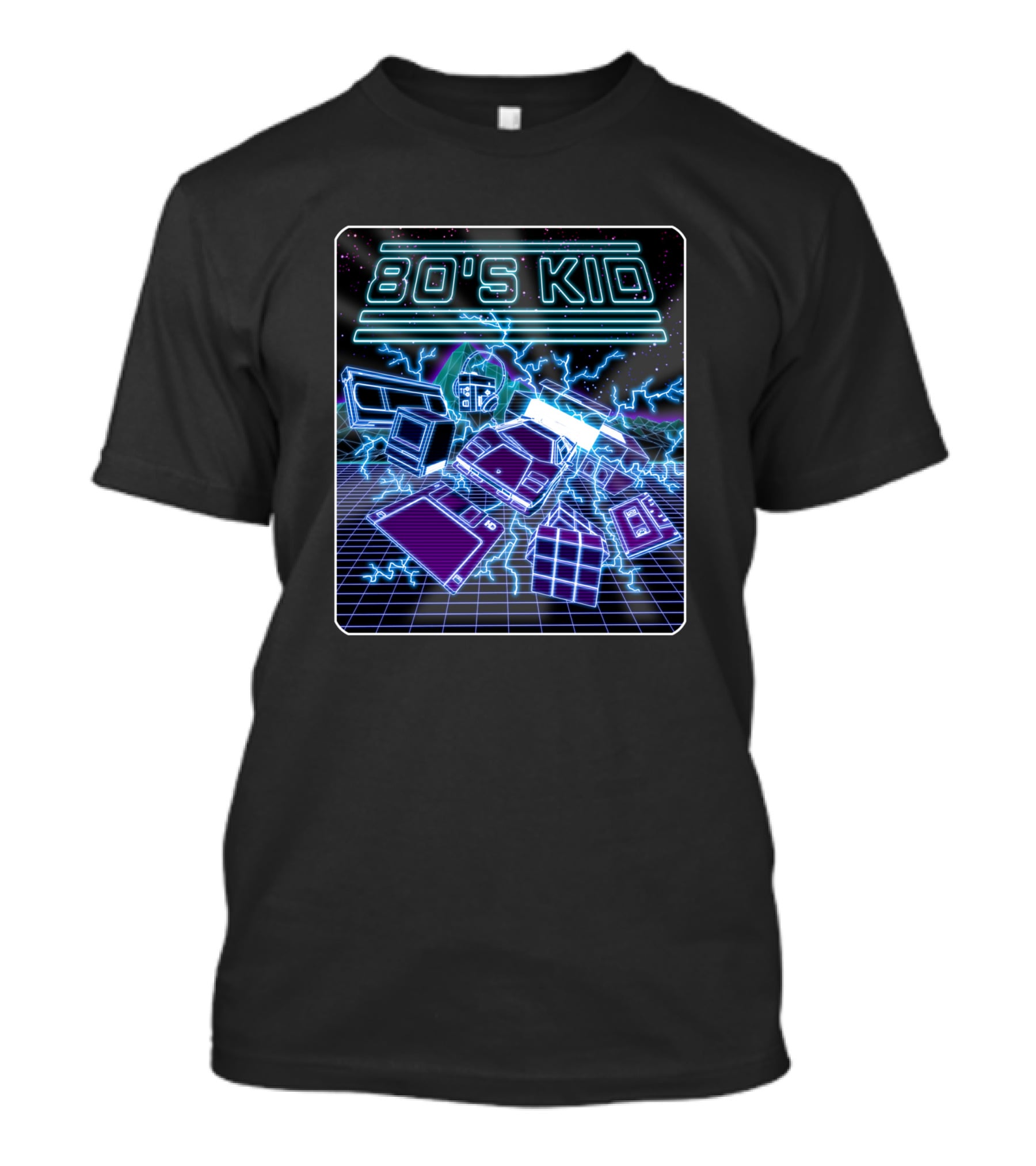 80'S Kid Retro Technology Neon Grid Nostalgia T-Shirt