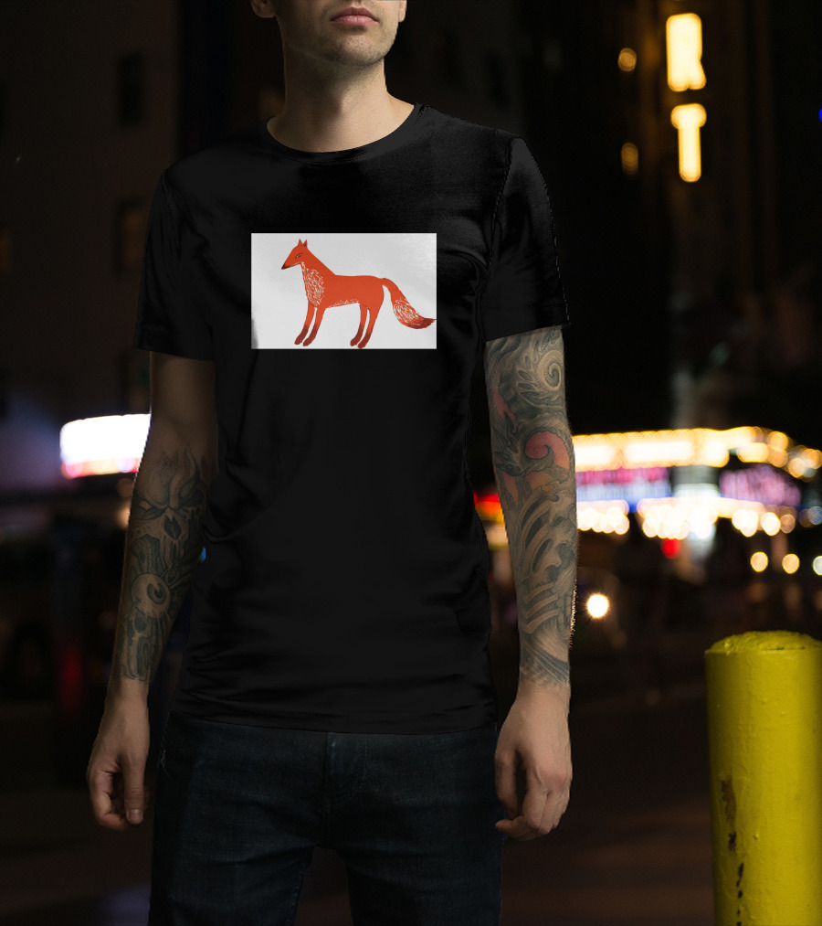 Angry Fox Illustration 589957 Fiery Red Drawing T-Shirt