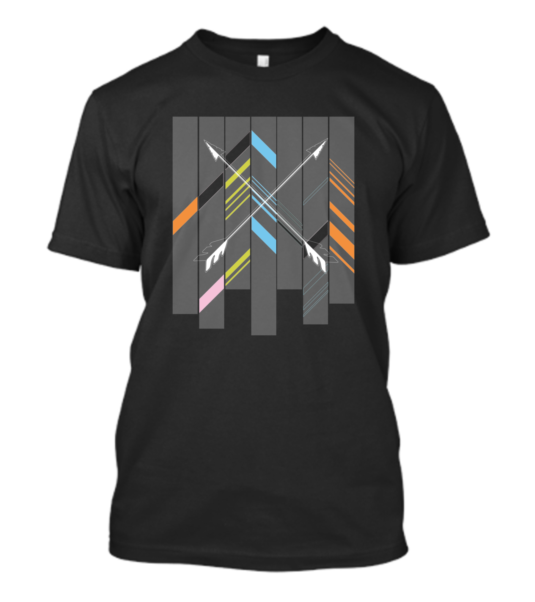 Arrows Crossing Over Colorful Striped 11423 T-Shirt