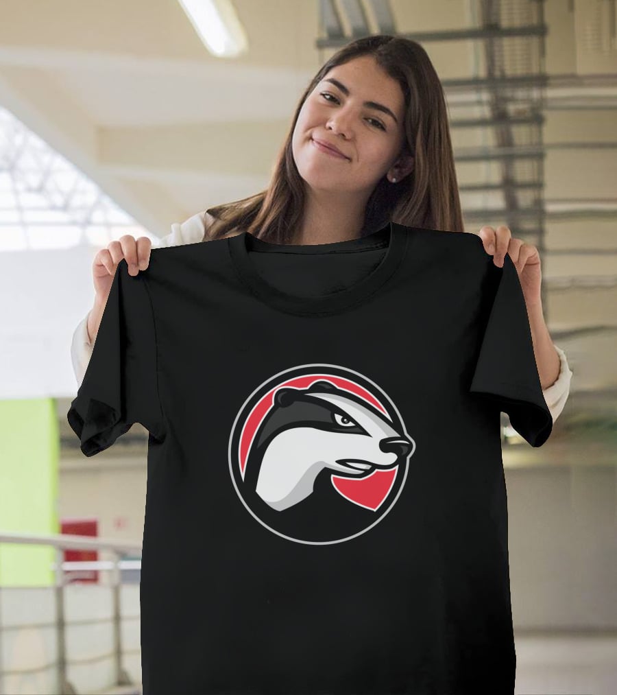 Badger Head Circle Mascot 1018637 Red And Black T-Shirt