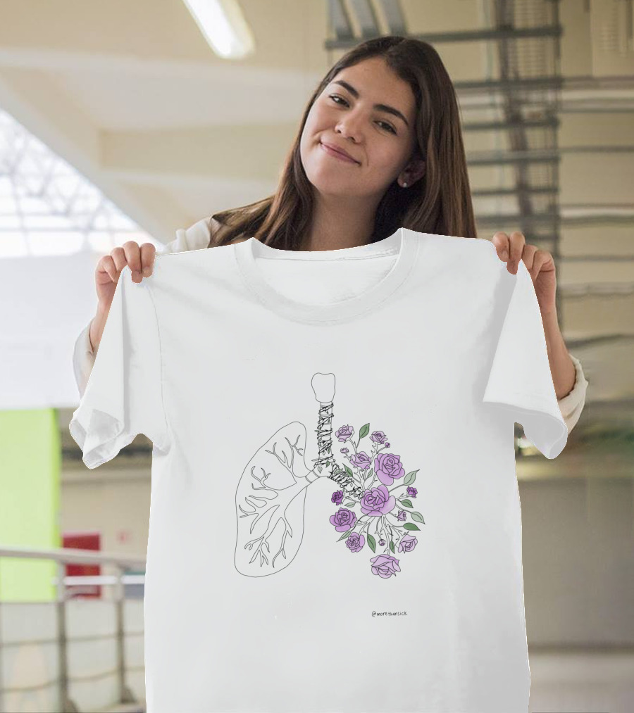 65 Purple Roses Lungs Floral T-Shirt
