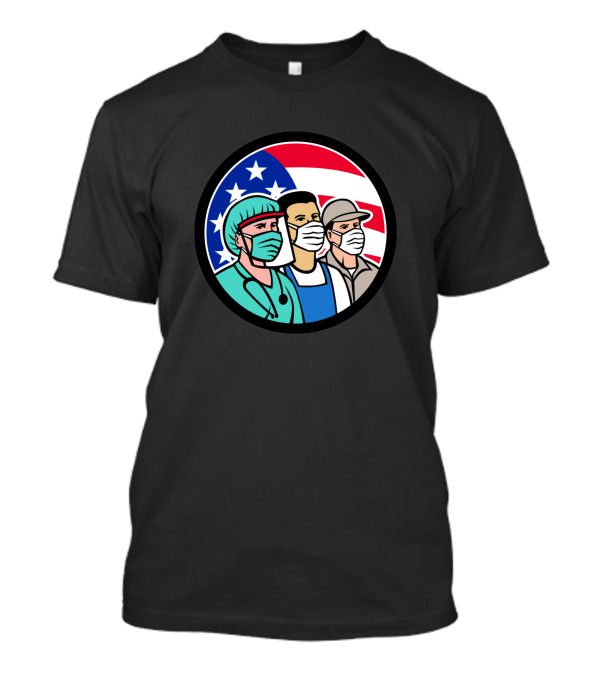 American Frontline Heroes With Stars And Stripes背景 T-Shirt