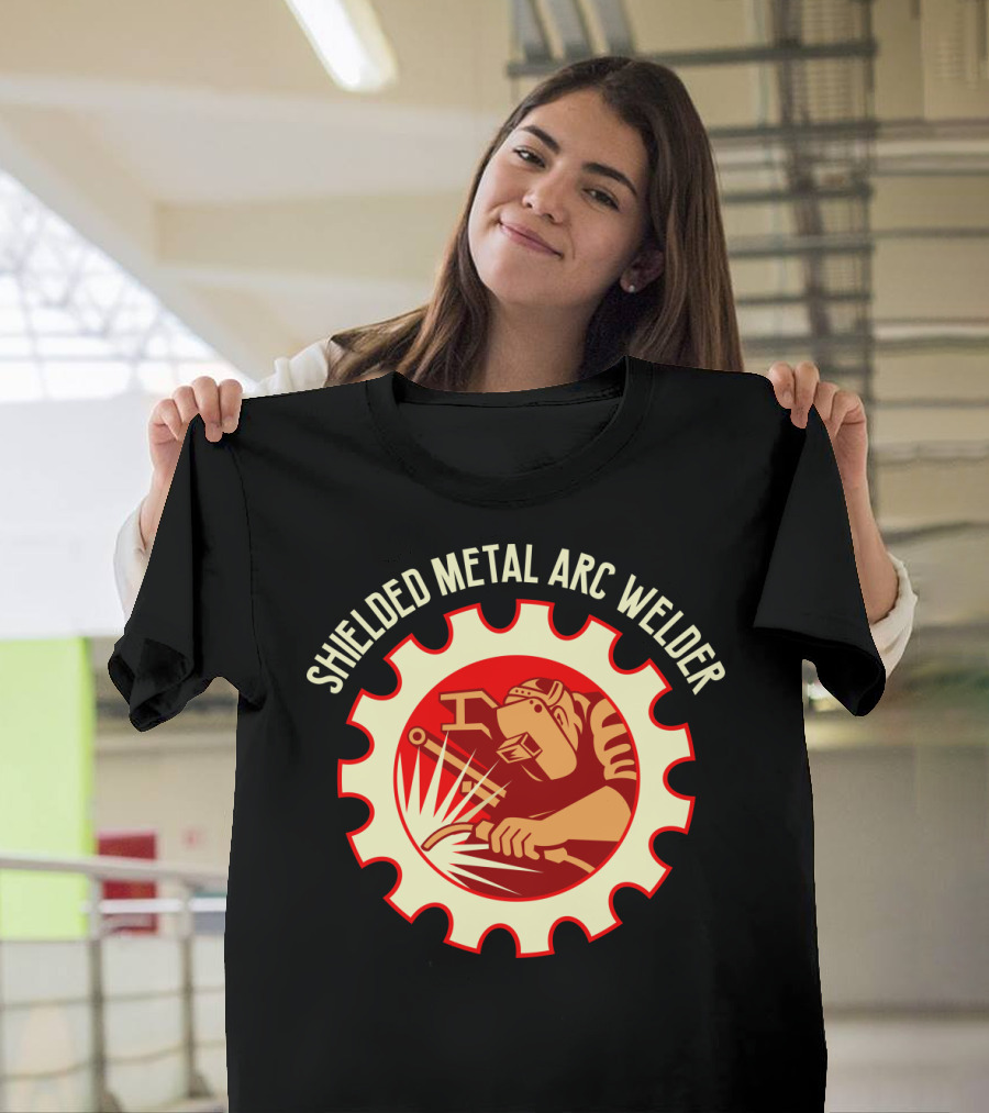 Shielded Metal Arc Welder Graphic With Welding Icon In Industrial Gear T-Shirt