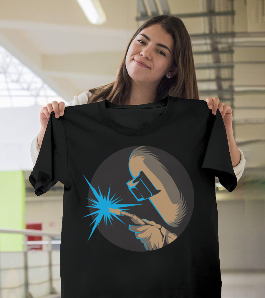 Metal Arc Welder Spark With Helmet And Glove Welding Engineer T-Shirt