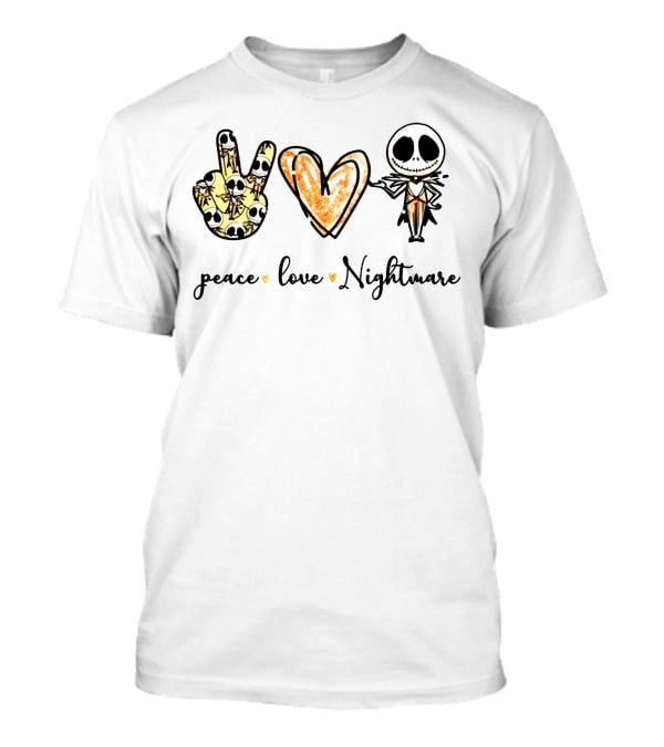Peace Love Nightmare Skellington Halloween Icons T-Shirt