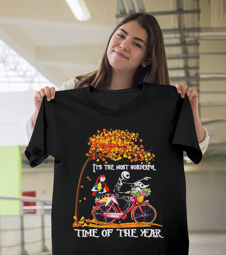 IT'S THE MOST WONDERFUL TIME OF THE YEAR Halloween Characters Riding Bike T-Shirt