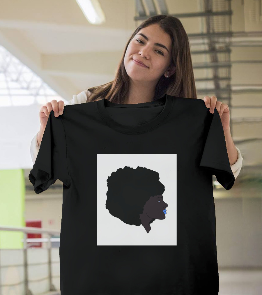 Afro Girl Silhouette with Blue Lips 751942 T-Shirt