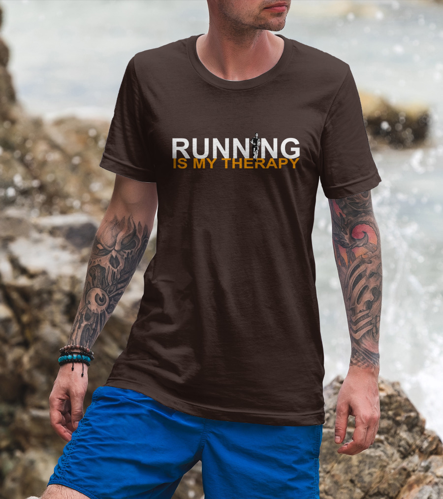 RUNNING IS MY THERAPY Jogger Icon In Letter N T-Shirt