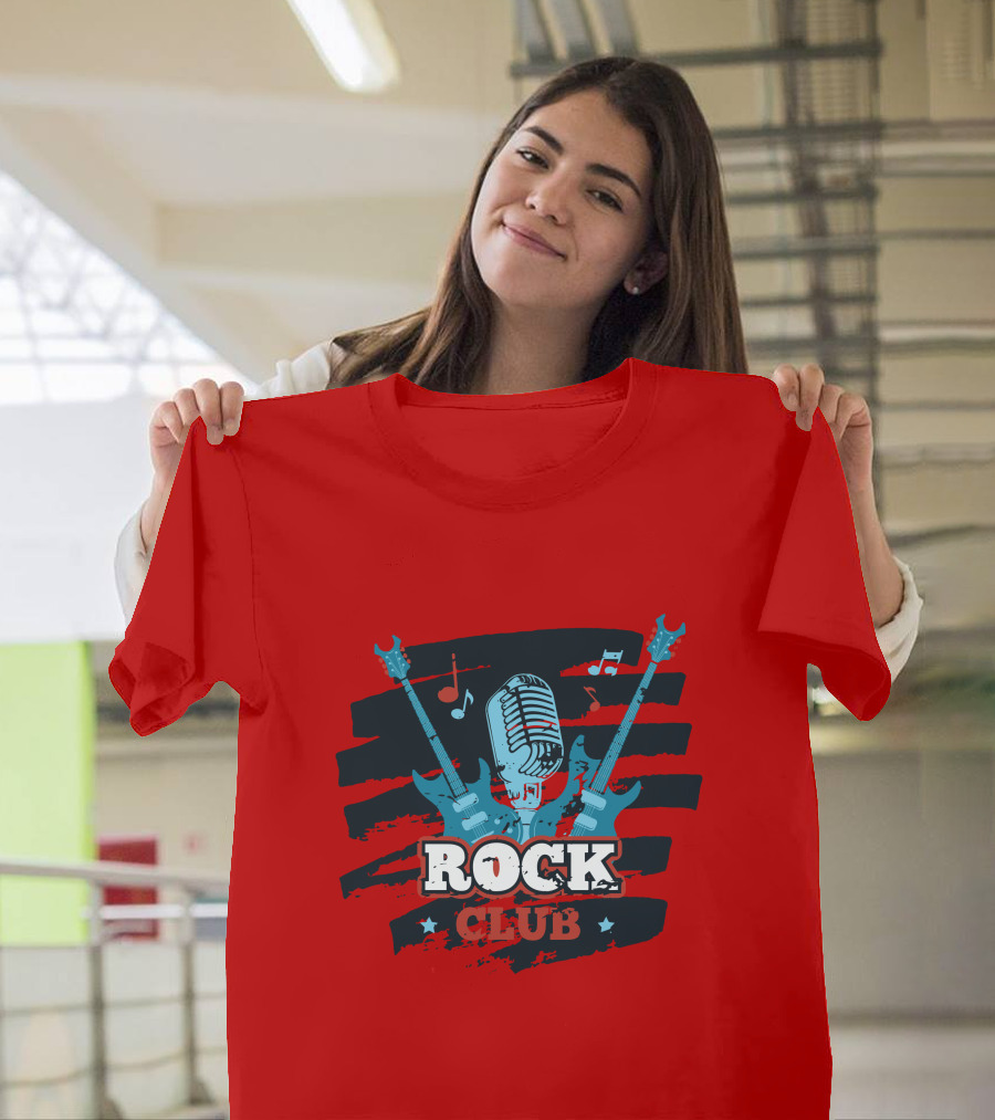 Rock Club Microphone and Guitars for Rock and Roll Hip Hop Rock Music T-Shirt