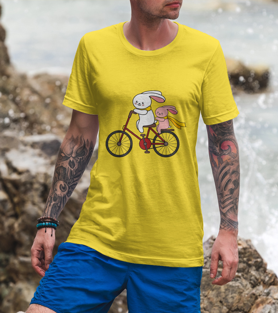 Bunny Bicycle Ride With Yellow Scarf T-Shirt