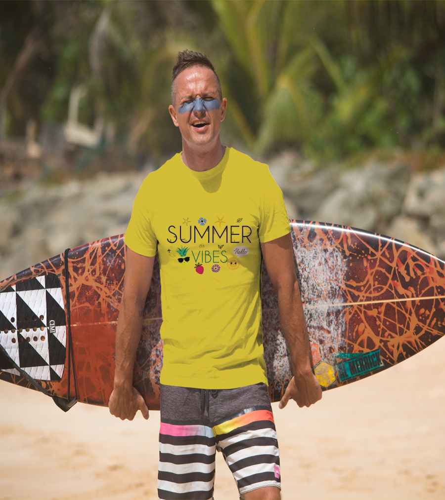 Summer Vibes Pineapple Strawberry Sun Hello Starfish Flower Leaf T-Shirt