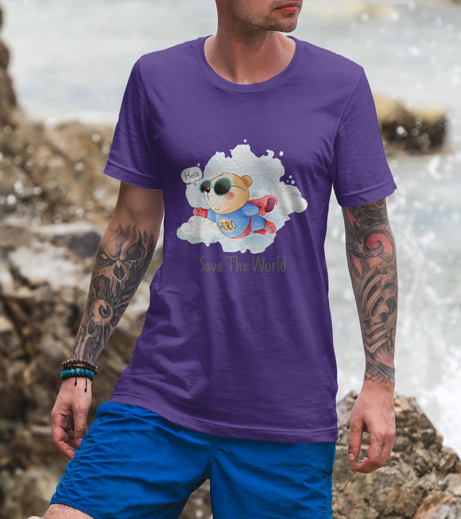 Hello Hero Bear Save The World T-Shirt