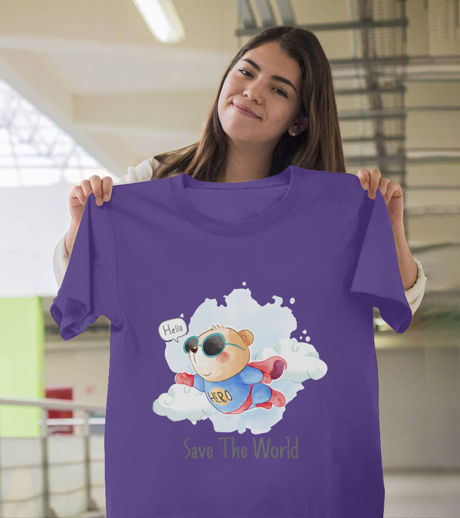 Hello Hero Bear Save The World T-Shirt