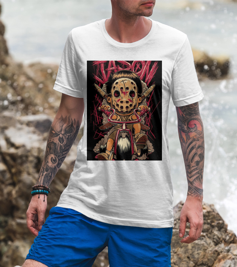 Jason Masked Tricycle Rider With Knives T-Shirt