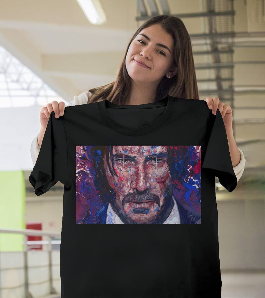 John Wick Keanu Reeves Colorful Paint Abstract T-Shirt