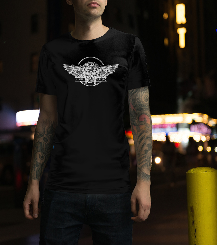Born Riders Winged Skull Moto Gear T-Shirt