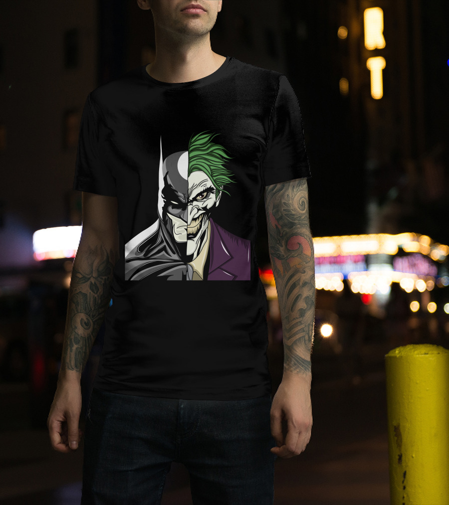 Split Face Batman Joker Fusion Iconic T-Shirt