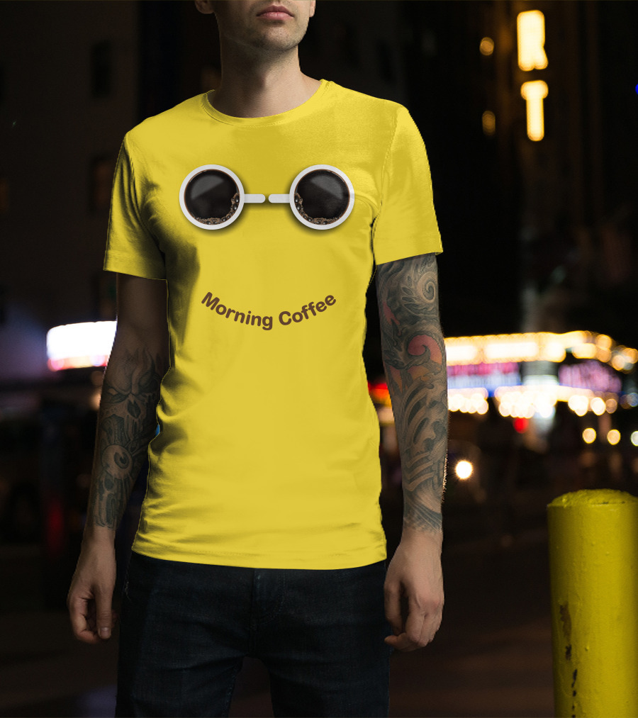 Morning Coffee Smile With Cup Glasses T-Shirt