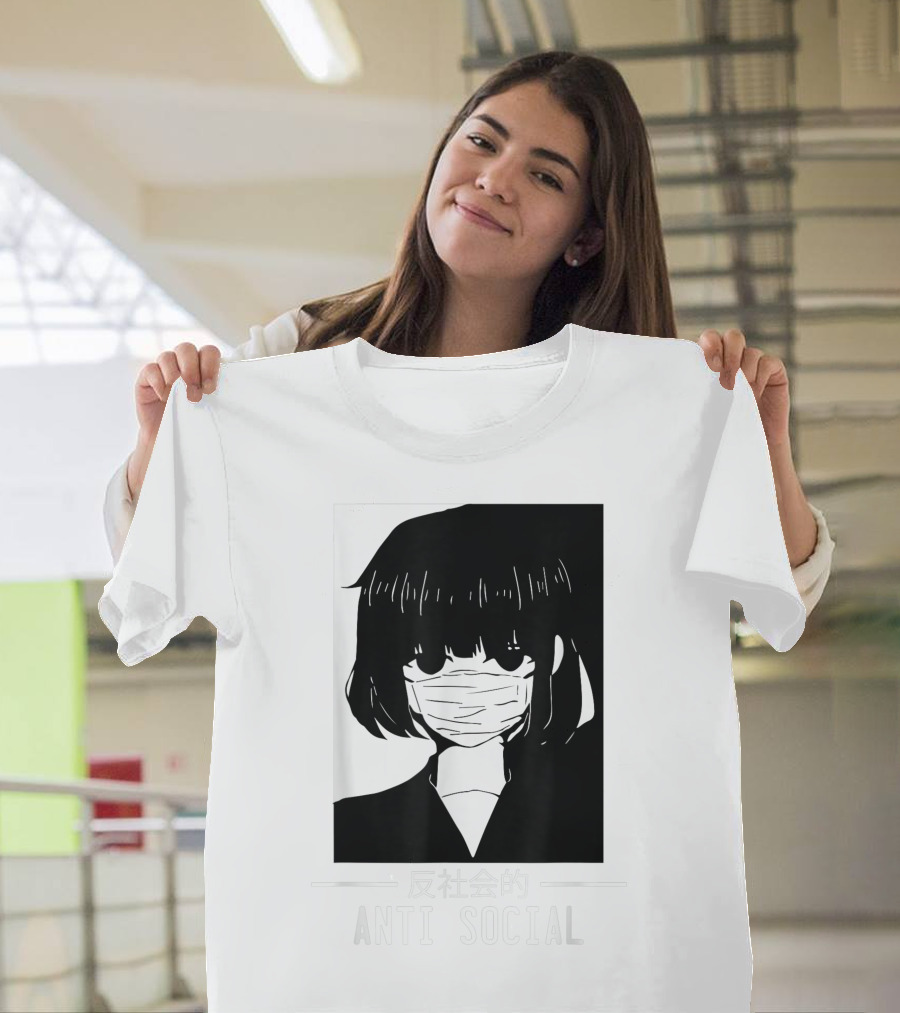 Anime Anti Social Japanese Text Vaporwave Aesthetic T-Shirt