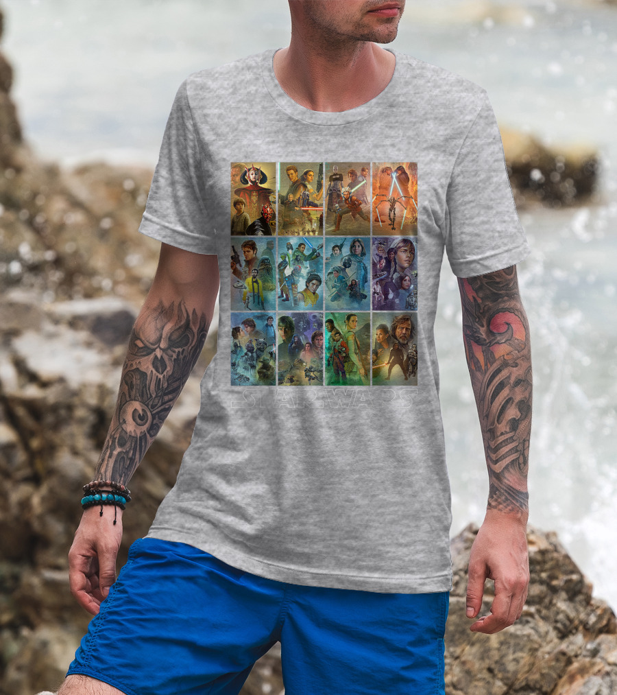 Star Wars Celebration Mural Panels Iconic Characters And Scenes T-Shirt