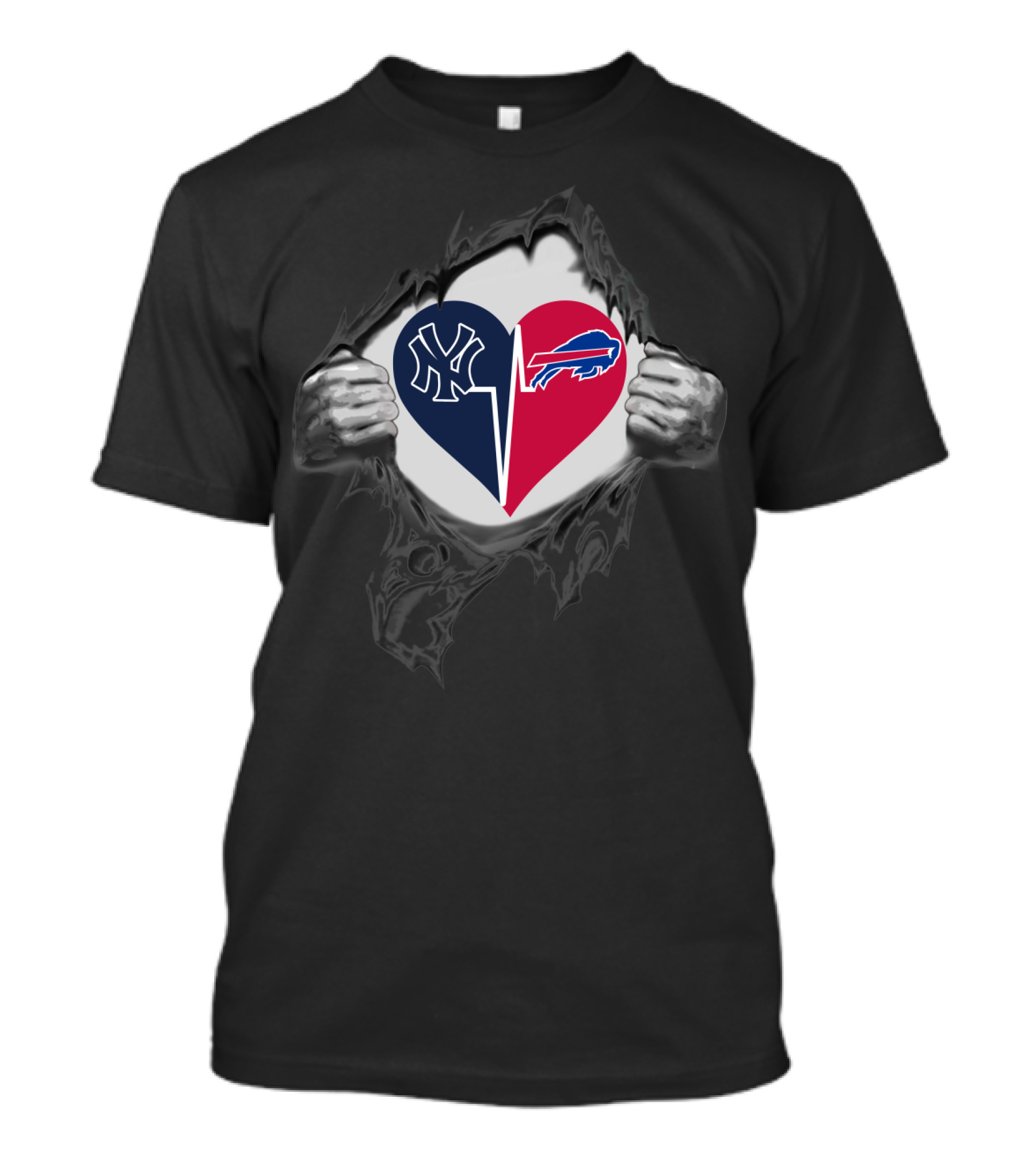 Heart Of New York Yankees And Buffalo Bills T-Shirt