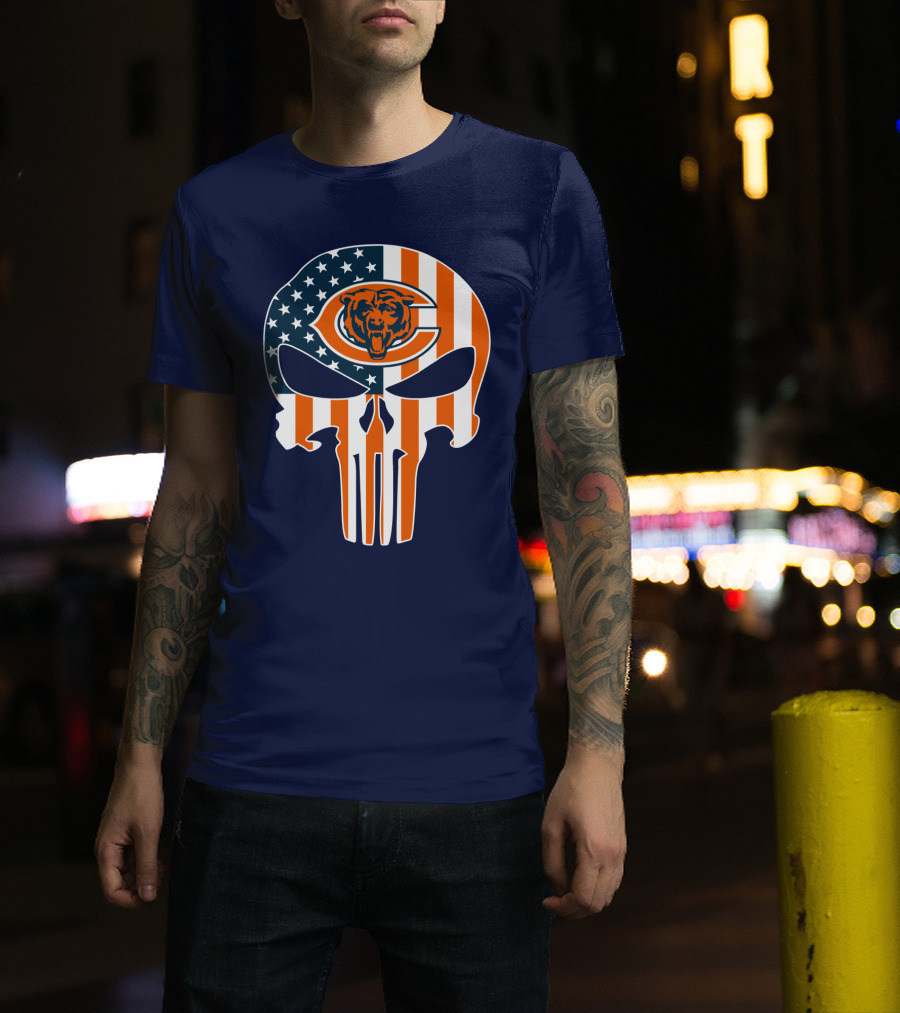Chicago Bears Punisher American Flag T-Shirt
