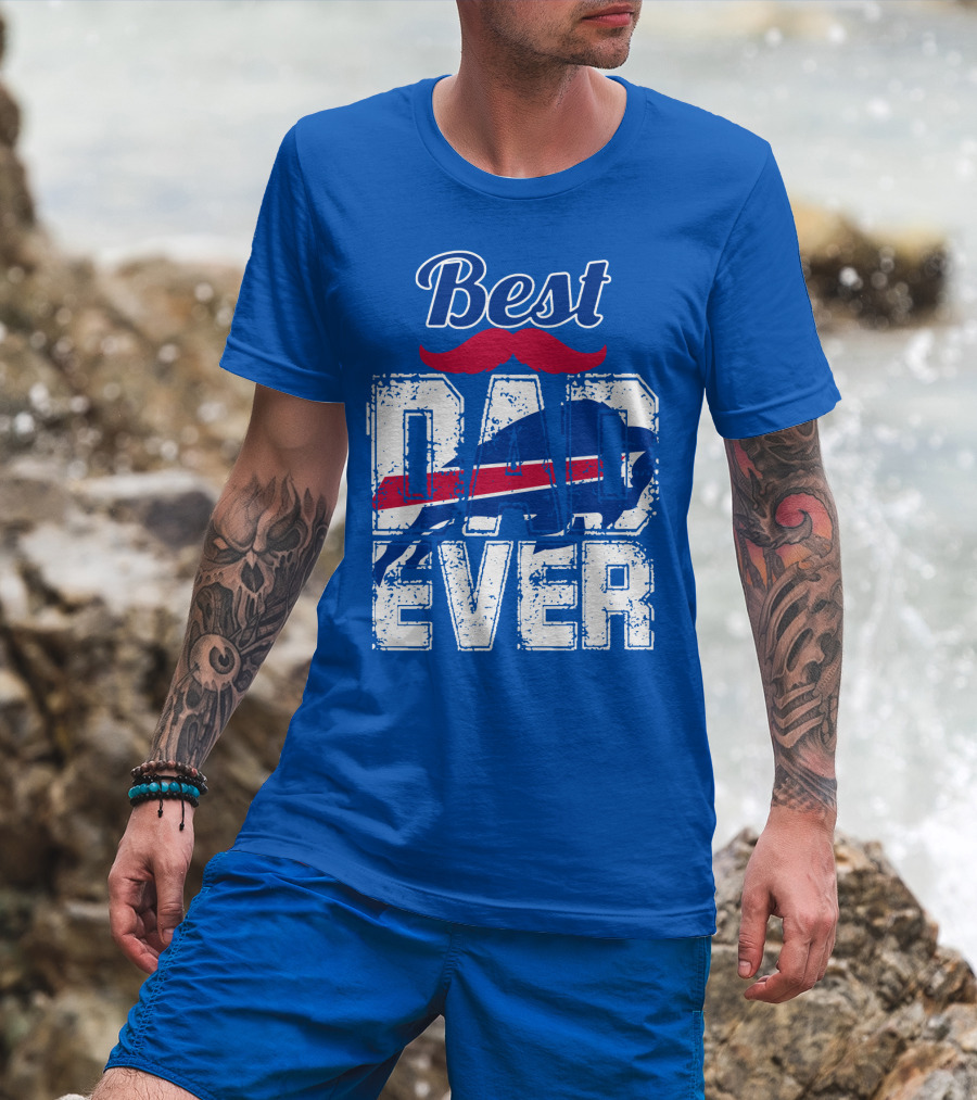 Best Dad Ever Buffalo Football Fan Mustache T-Shirt